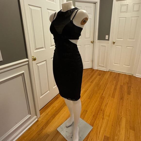 Bec & Bridge Kathy Sexy Mesh Cut Out Black Midi Body Dress Size 4 Semi Sheer - Picture 7 of 16